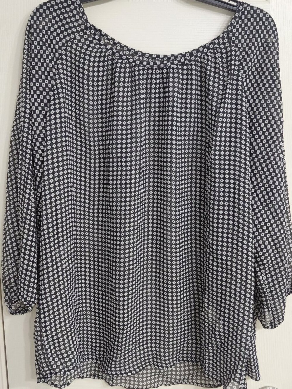 Gap Square Print Black Blouse